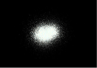 Salt or sugar crystal powder, flying dust particles. White dust grain texture isolated on dark background. Crushed granules of sand or flour. Vector illustration of spilled powder.