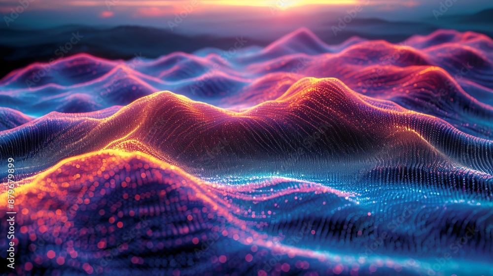Poster abstract glowing colors create a wavy pattern in this digital illustration