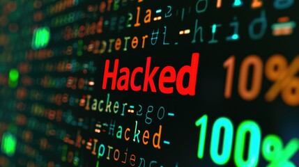 Obraz premium Information Security Compromise: Hacked Binary Warning