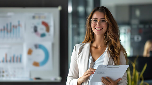 woman in business giving a presentation in an office room, successful woman, executive, finance, marketing, business, inspire, sales