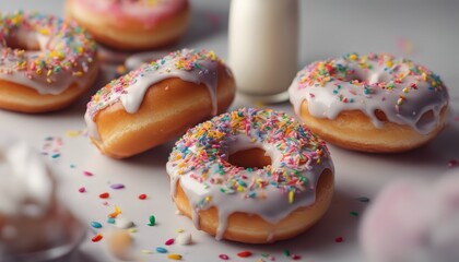 photo glazed doughnuts with sprinkles