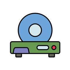dvd player color line icon with white background vector stock illustration