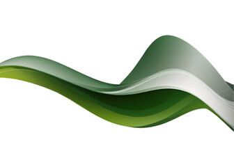 Abstract green curve isolated on white or transparent background.