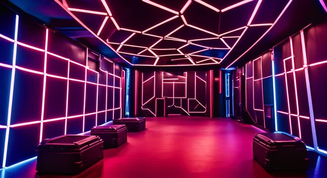 Laser tag arena. Laser tag game.