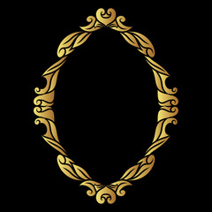 Golden Oval Frame Vector Design Images, Carving Golden Oval Frame