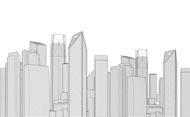 city architecture vector 3d illustration