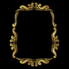 golden frame on black background for wedding invitation