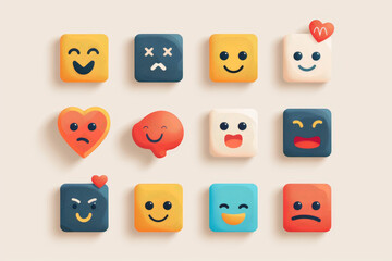 41 AI icons depicting sentiment tracking, a minimalist composition
