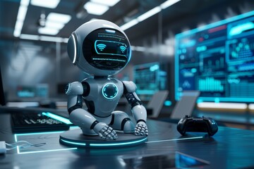 39 3D AI technology icons illustrating remote work solutions, a minimalist composition