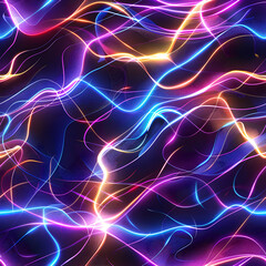 Obraz premium Abstract neon light trails flowing seamlessly forming a pattern