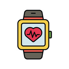 fitness tracker color line icon with white background vector stock illustration