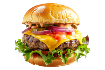 California Burger with black beans, vegetables and spices isolated on transparent white background.