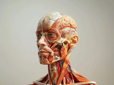 Human adult face muscle anatomy, science anatomy illustrated