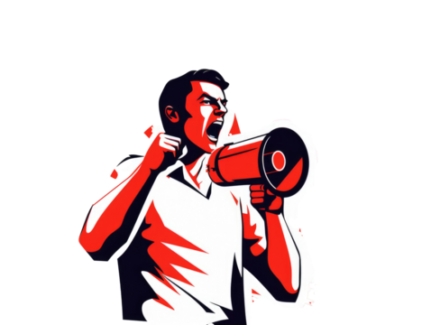 person with megaphone