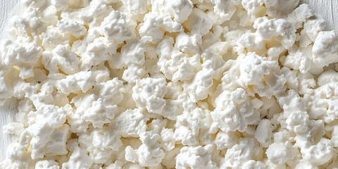 High-quality image of cottage cheese on white background for packaging design. Concept Cottage Cheese, Packaging Design, White Background, High Quality Image