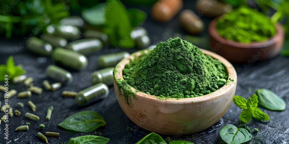 Poster optimize performance with superfood powder for biohackers containing adaptogenic herbs and nootropic
