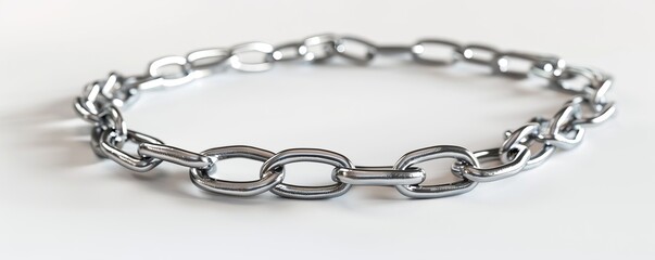 Isolated silver chain on white background mockup, 4K hyperrealistic photo