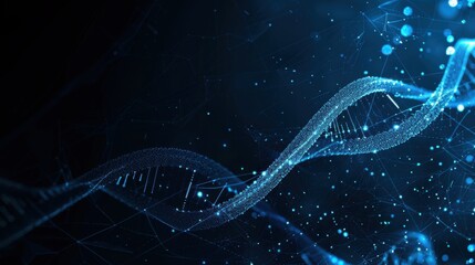 Abstract Digital DNA Helix on Dark Background
