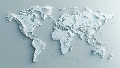 3D surface of earth planet. Map of the planet. World map with exaggerated topographic relief. Detailed global world physical map