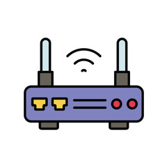 wireless router color line icon with white background vector stock illustration