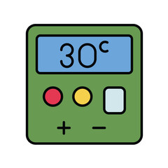 smart thermostat color line icon with white background vector stock illustration