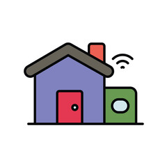 smart home color line icon with white background vector stock illustration