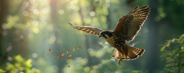 Obraz premium Swift falcon diving towards its prey, 4K hyperrealistic photo