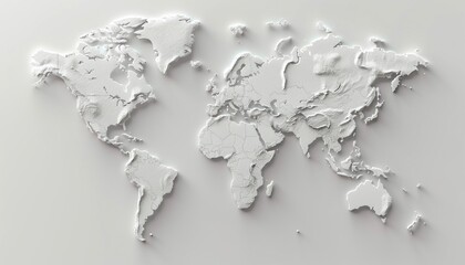 3D surface of earth planet. Map of the planet. World map with exaggerated topographic relief. Detailed global world physical map
