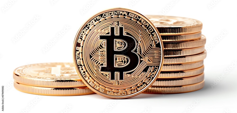 Poster a stack of gold coins with a b on the top