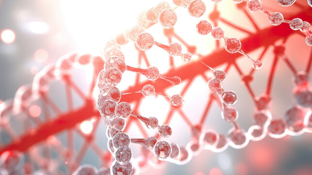 Background of medicine featuring DNA strands and viral cells 