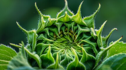 Sunflower bud awaiting its moment to bloom