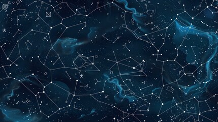 Vector background featuring the twelve zodiac signs with corresponding star patterns