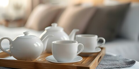 Convenient Tea Station in Room for Guests. Concept Tea Station, Room Amenities, Hospitality, Beverage Selection