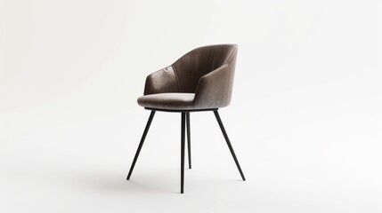 Fototapeta premium A sleek dining chair with a minimalist design and metal frame, isolated on a white background