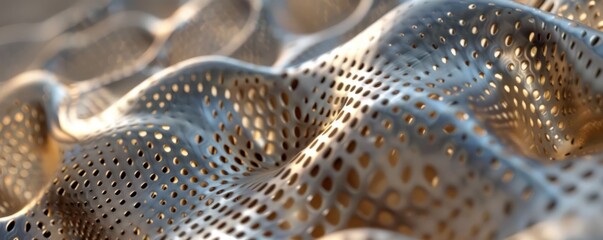 A textured surface with bumps and grooves, creating a sense of depth and dimension.