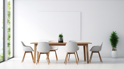 Contemporary dining room in the distance 