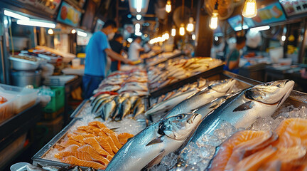 Obraz premium A fish market on street. Generative AI.