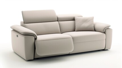 Naklejka premium A space-saving sofa with a sleek design and compact size, isolated on a white background