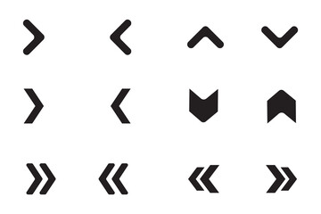 Collection of Arrow Icons in Various Directions Representing Navigation, Movement, and Interface Design