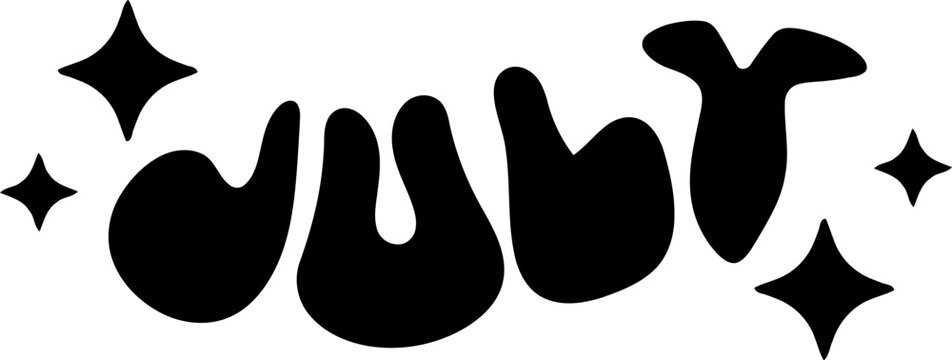 July Bubble Text with Sparkles in Black