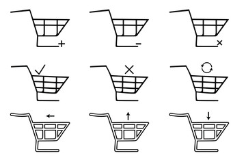 Shopping cart vector icon set. Trolley illustation icon  set. Shopping basket icon for deisgn
