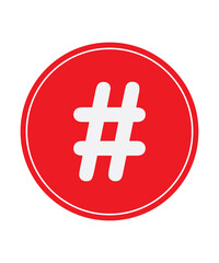 Hashtag icon on red background