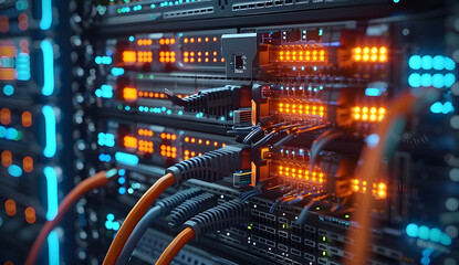 Naklejka premium Industrial Design: Detailed 3D Rendering of Network Hardware