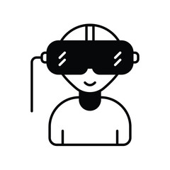 vr headset glyph icon with white background vector stock illustration