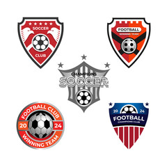 Great soccer football logo, emblem collections, designs templates. Set of football logos.