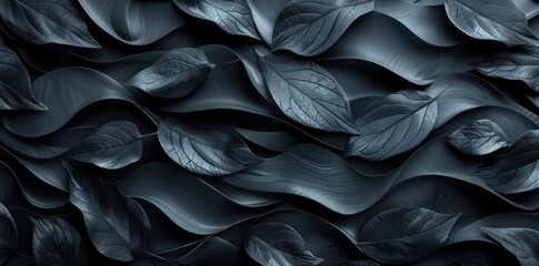 Fototapeta premium Dark Abstract Background with Veined Leaves