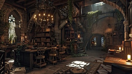 Obraz premium Spellbound Marketplaces. AI generated art illustration.