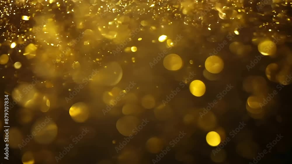 Poster mesmerizing dark gold glitter bokeh with shallow depth of field and selective focus.