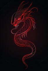 Obraz premium Intricate red dragon head in swirling abstract form