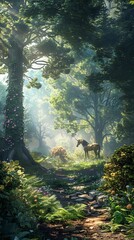 Obraz premium Mythical Centaur's Glade, 4K hyperrealistic photo